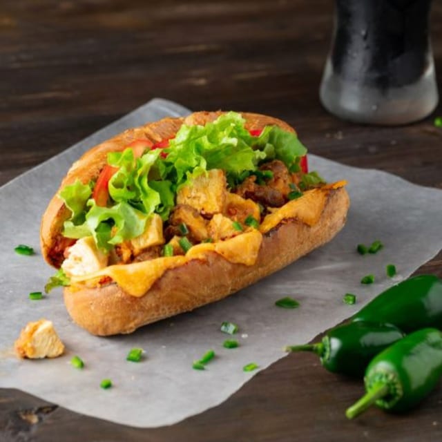 Jerk Salmon Cheese Steak.
